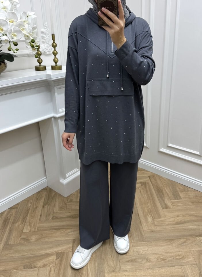 Rozi Taşlı Merserize Takım Antrasit