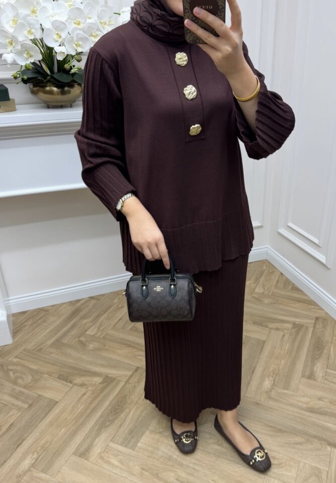 Noir Merserize Etekli Takım Kahve