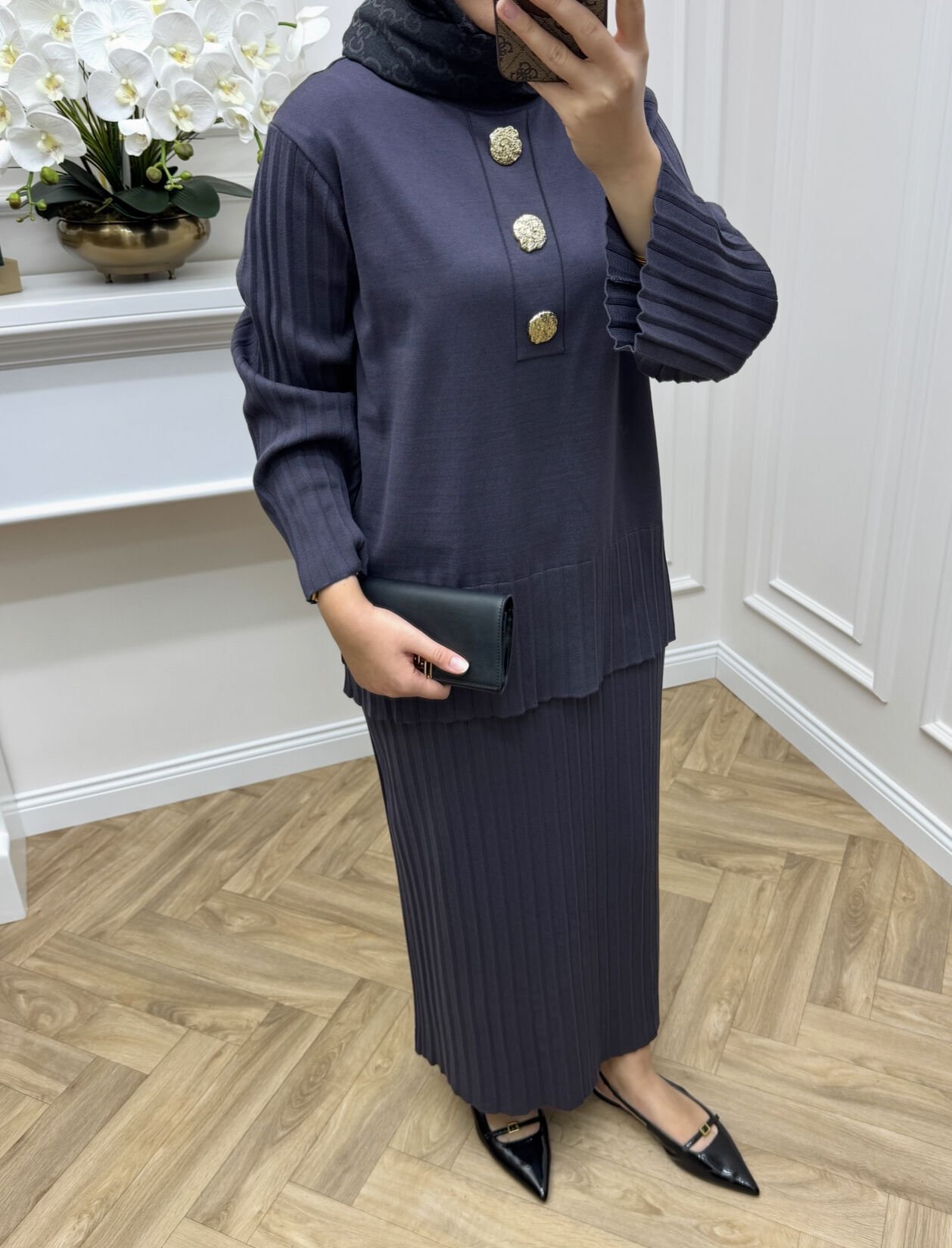 Noir Merserize Etekli Takım Antrasit