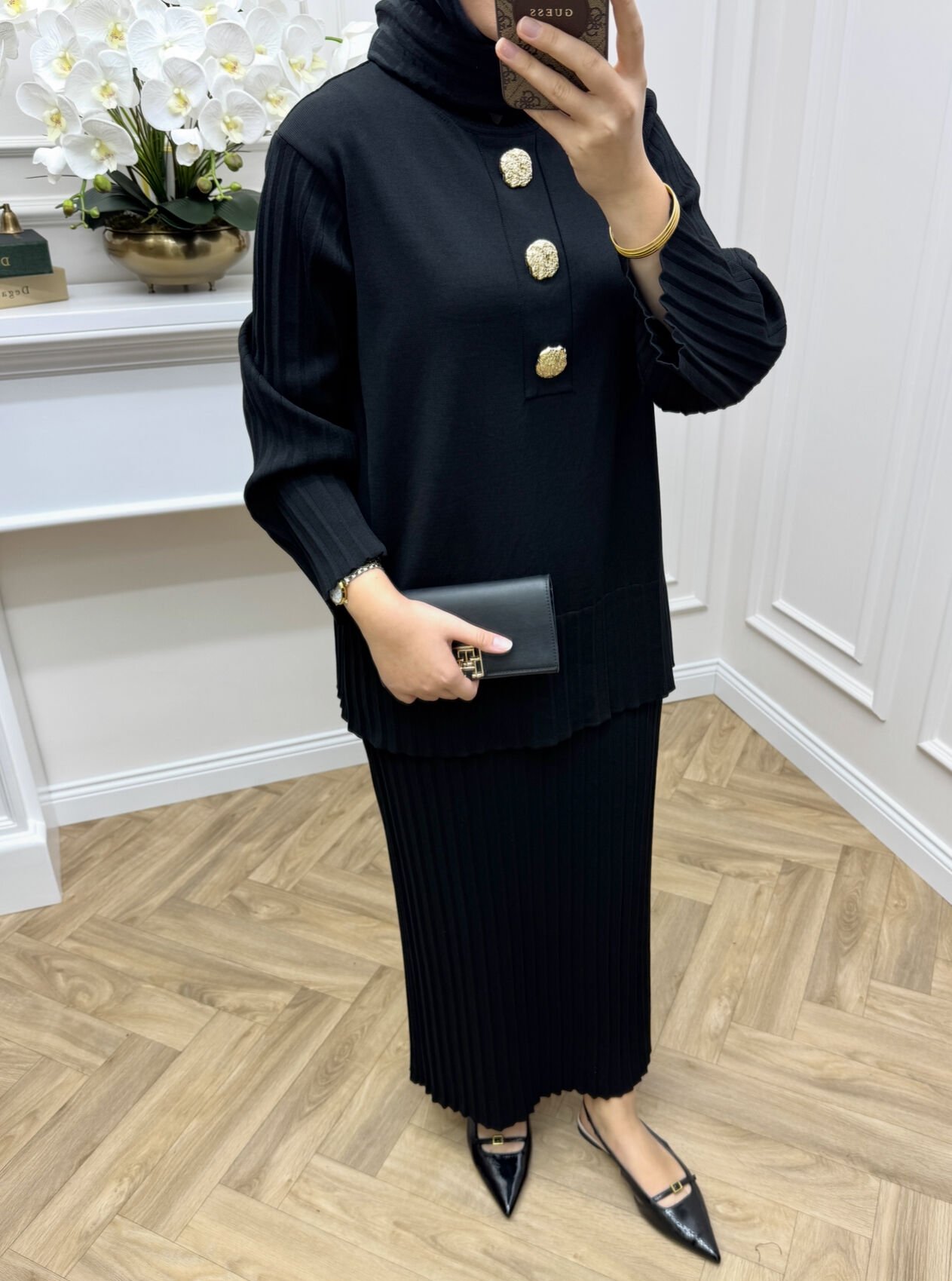 Noir Merserize Etekli Takım Siyah