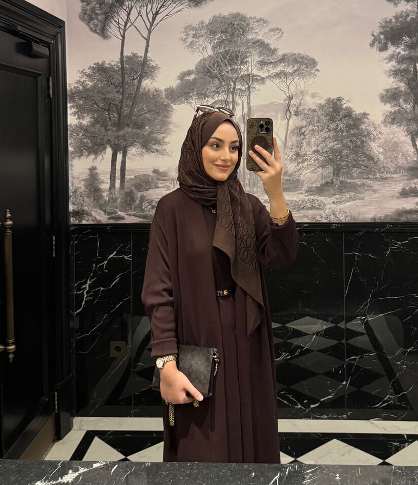 Fara İç Elbiseli Hırka Takım AcıKahve