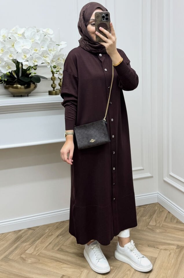 Bella Çıtçıtlı Merserize Hırka Kahve