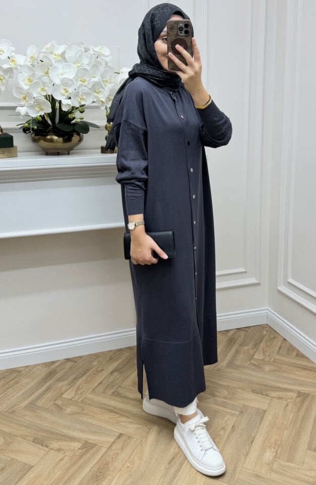 Bella Çıtçıtlı Merserize Hırka Antrasit