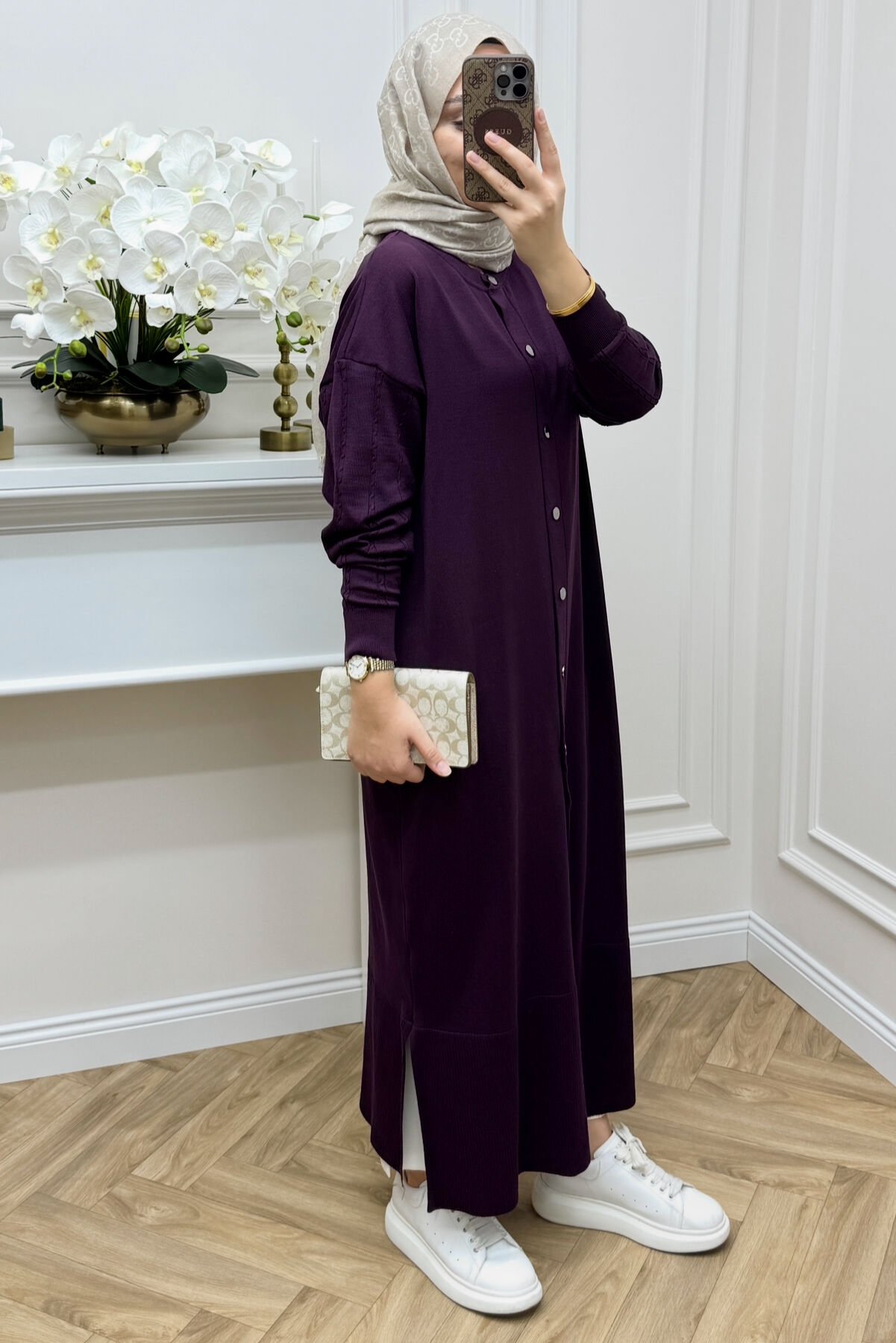 Bella Çıtçıtlı Merserize Hırka Mürdüm