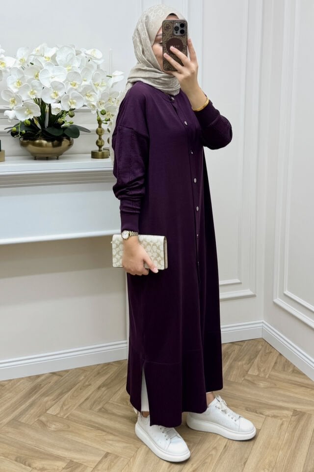 Bella Çıtçıtlı Merserize Hırka Mürdüm