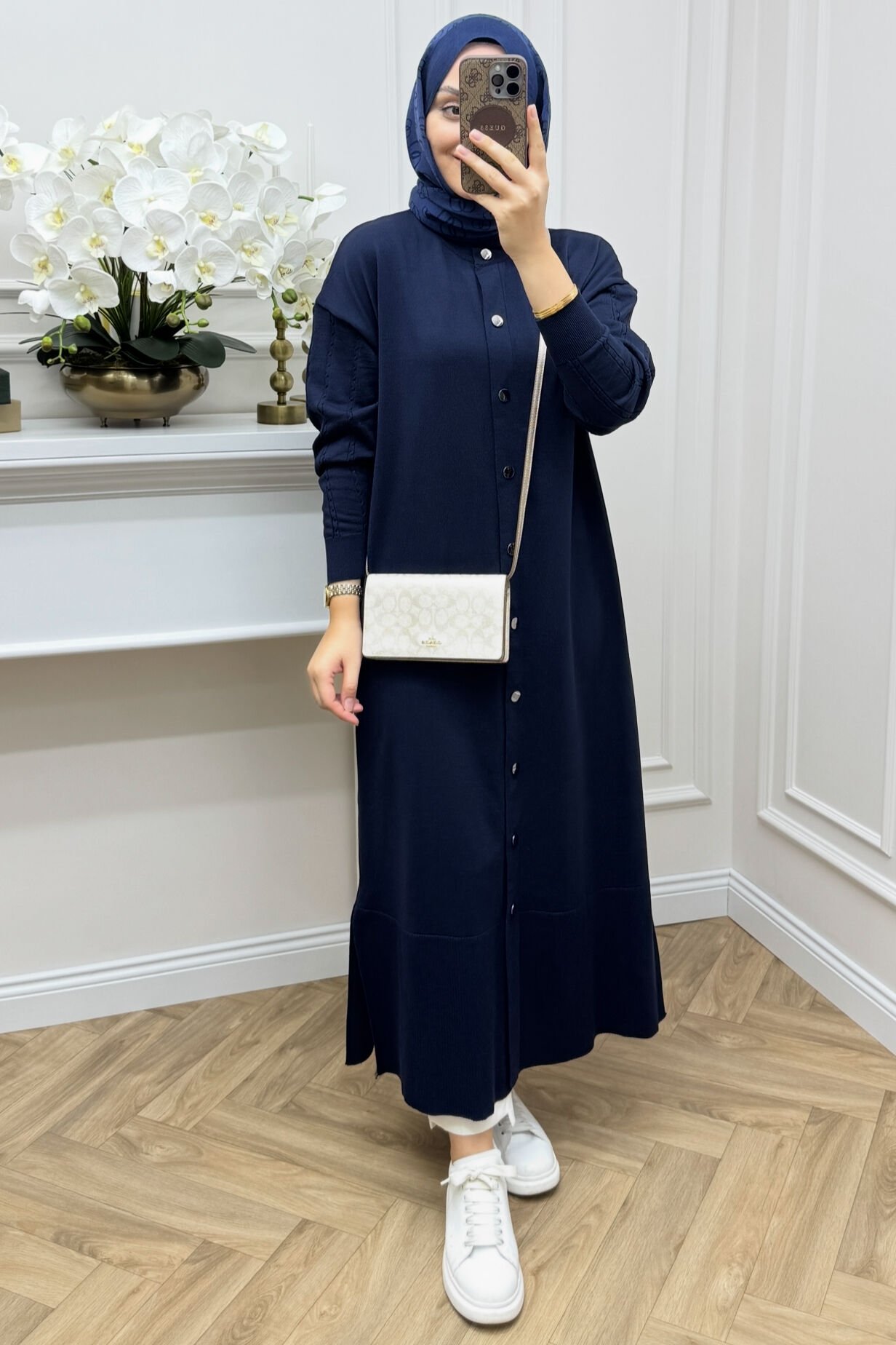 Bella Çıtçıtlı Merserize Hırka Lacivert