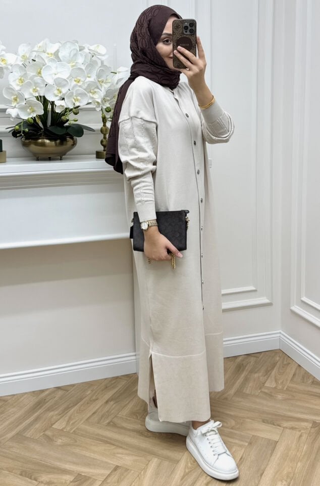 Bella Çıtçıtlı Merserize Hırka Ekru