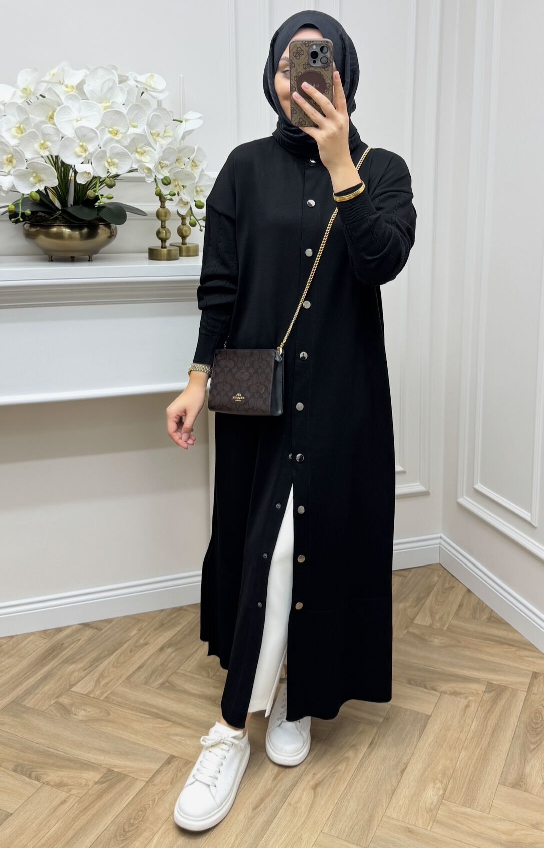 Bella Çıtçıtlı Merserize Hırka Siyah