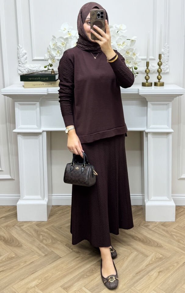 Melinda Merserize Etekli Takım Kahve