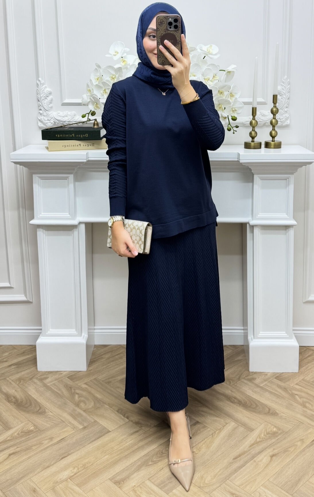 Melinda Merserize Etekli Takım Lacivert