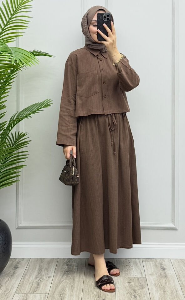 Basic Keten Etekli Takım Kahve