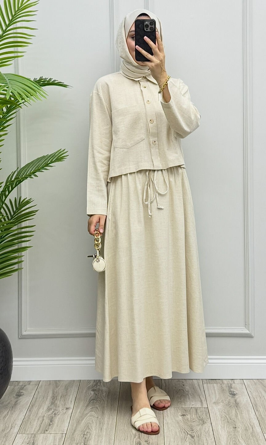 Basic Keten Etekli Takım Naturel