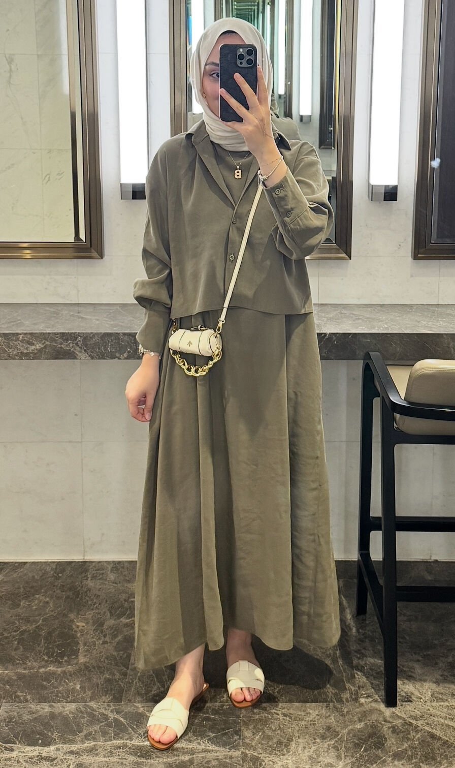 Valen Tensel Elbise Haki