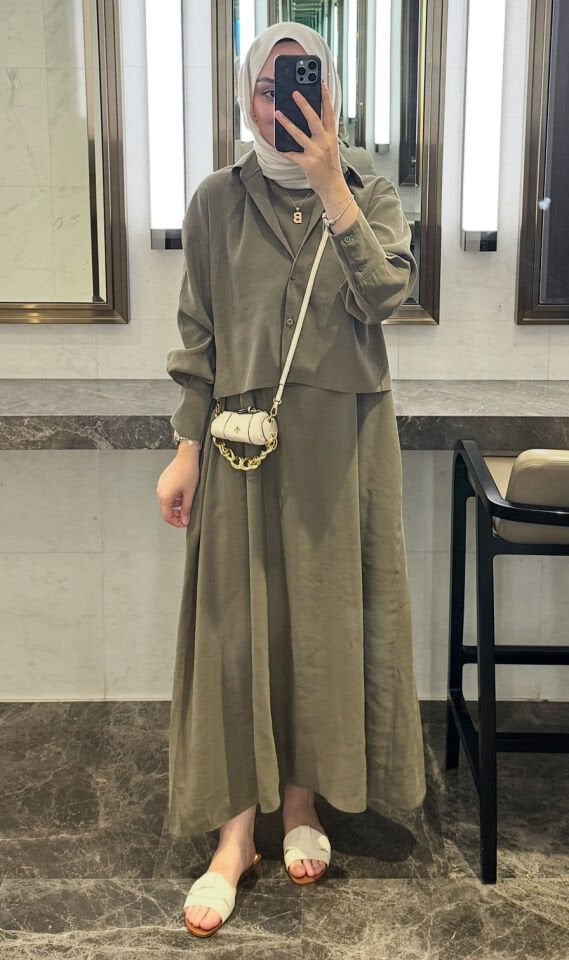 Valen Tensel Elbise Haki