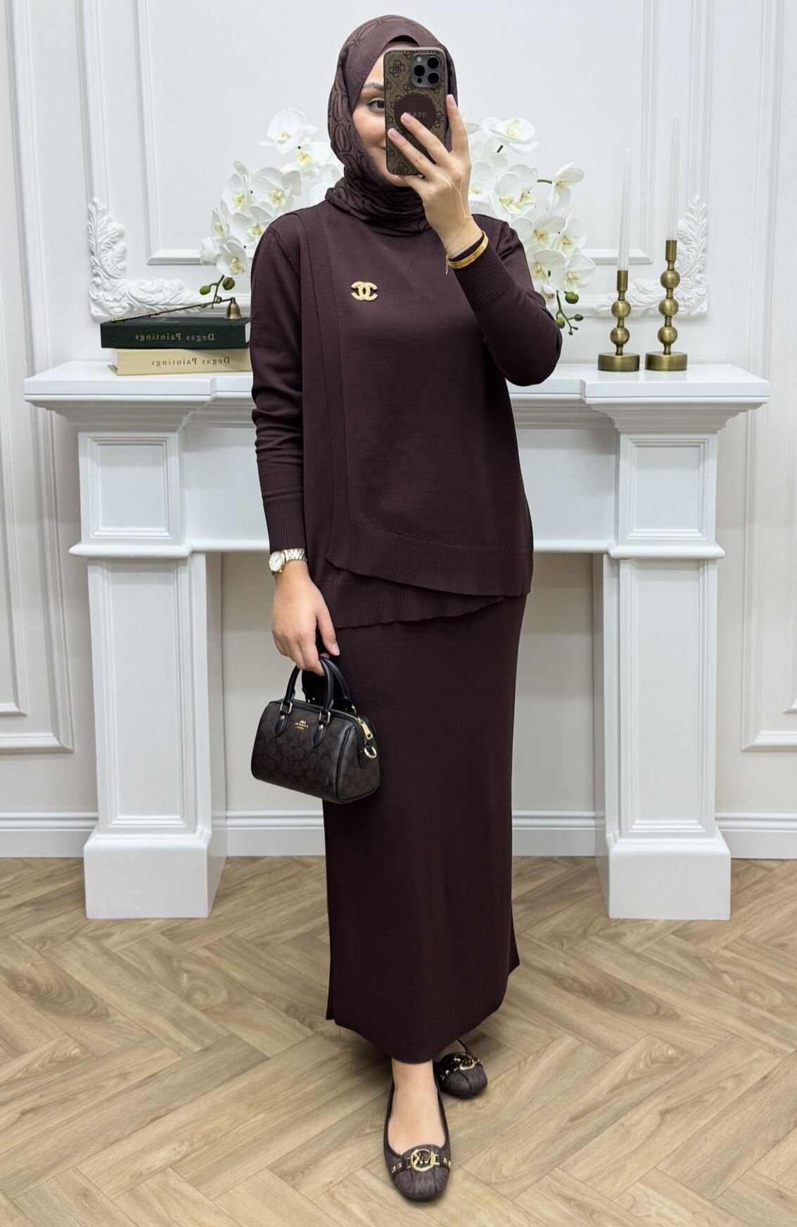 Anvelop Merserize Etekli Takım Kahve