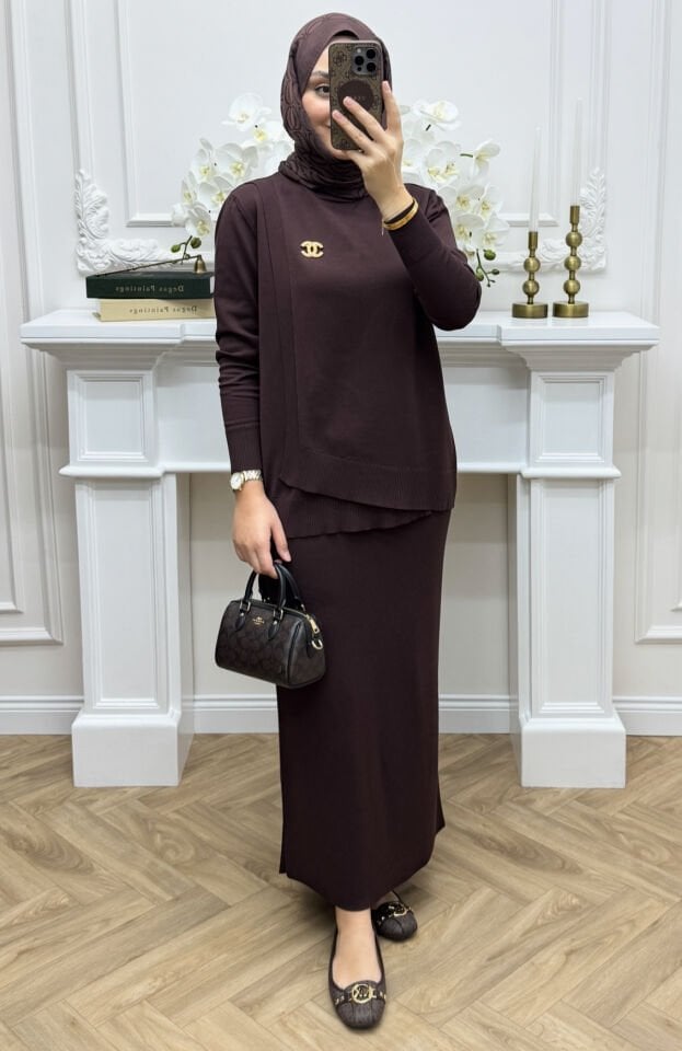 Anvelop Merserize Etekli Takım Kahve