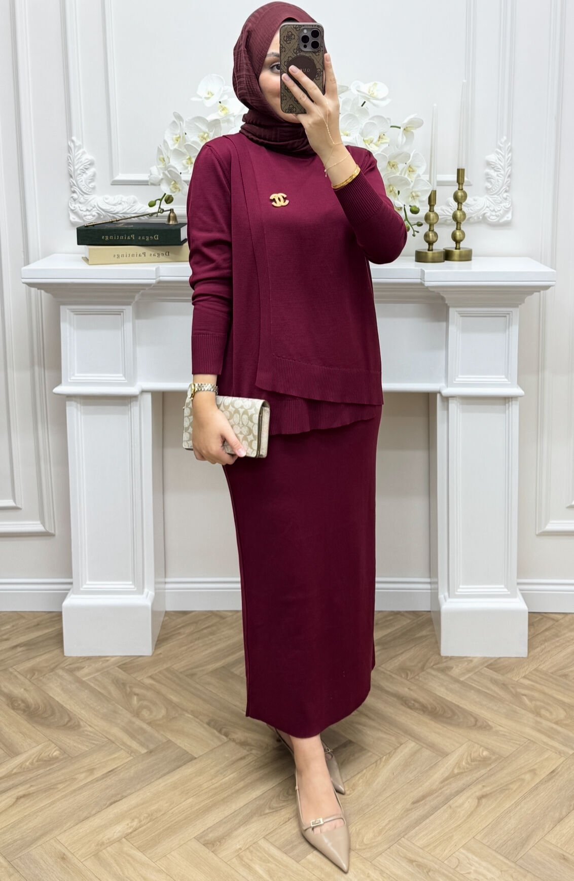 Anvelop Merserize Etekli Takım Bordo