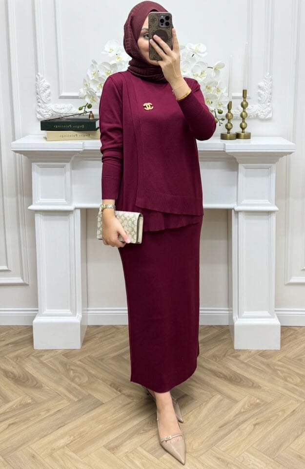 Anvelop Merserize Etekli Takım Bordo