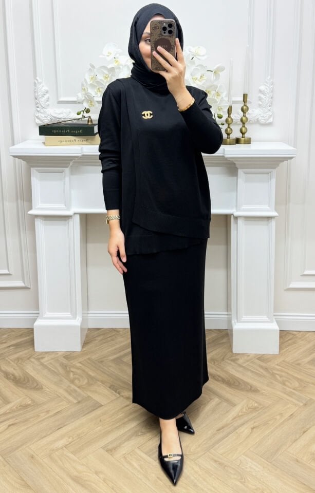 Anvelop Merserize Etekli Takım Siyah