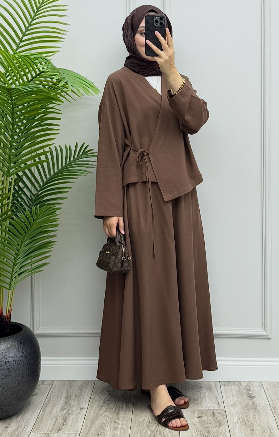 Hazel Keten Takım Kahve