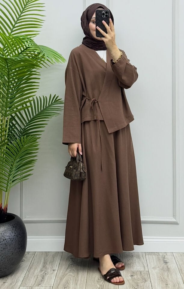 Hazel Keten Takım Kahve