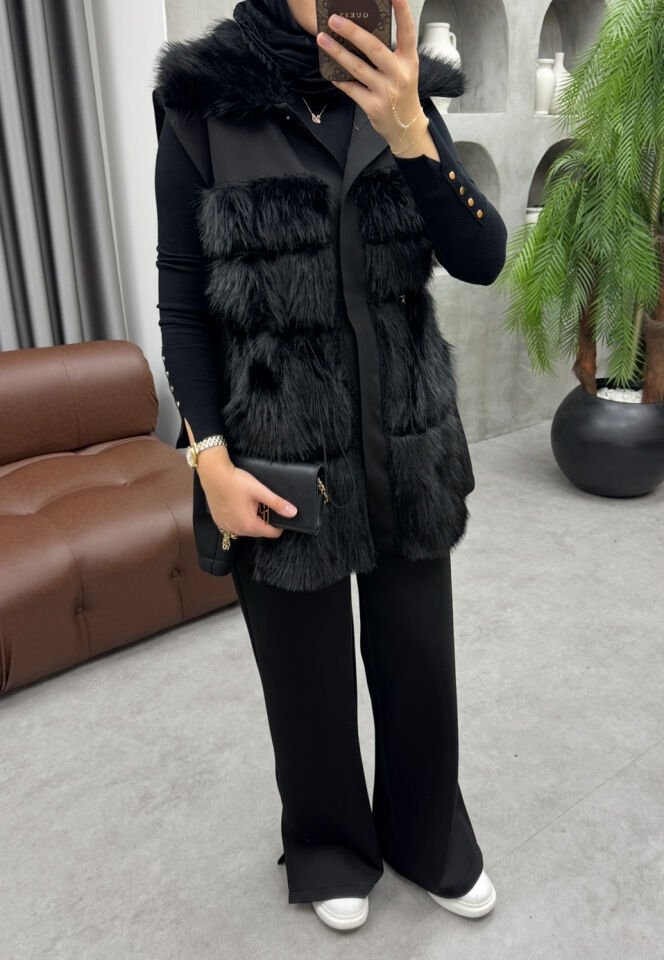 Hera Kürklü Scuba Takım Siyah