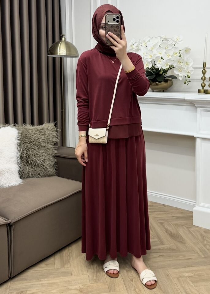Mina Oysho Etekli Takım Bordo