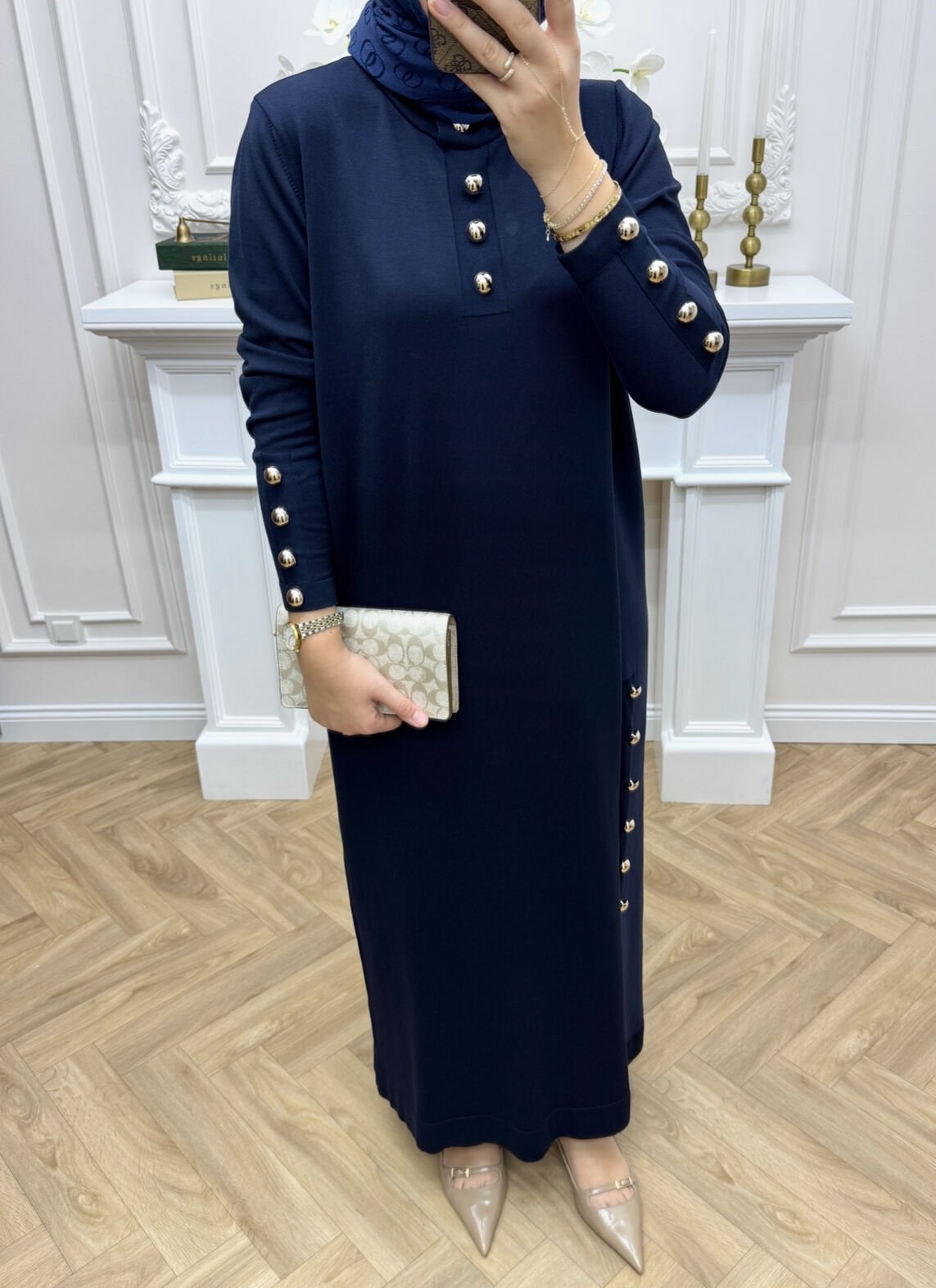 Leila Merserize Elbise Lacivert