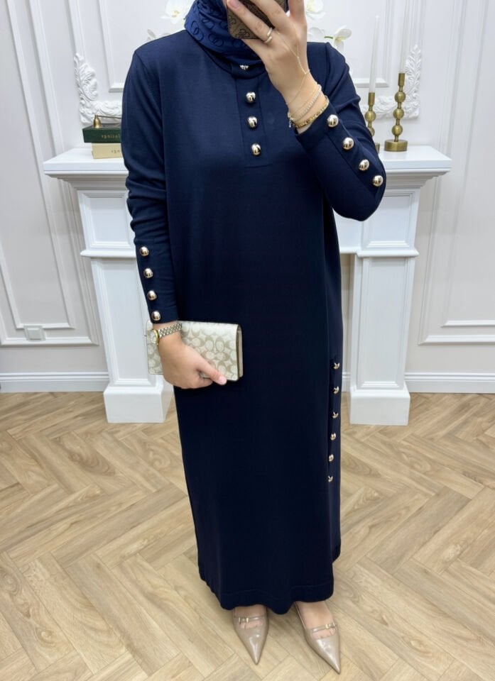 Leila Merserize Elbise Lacivert