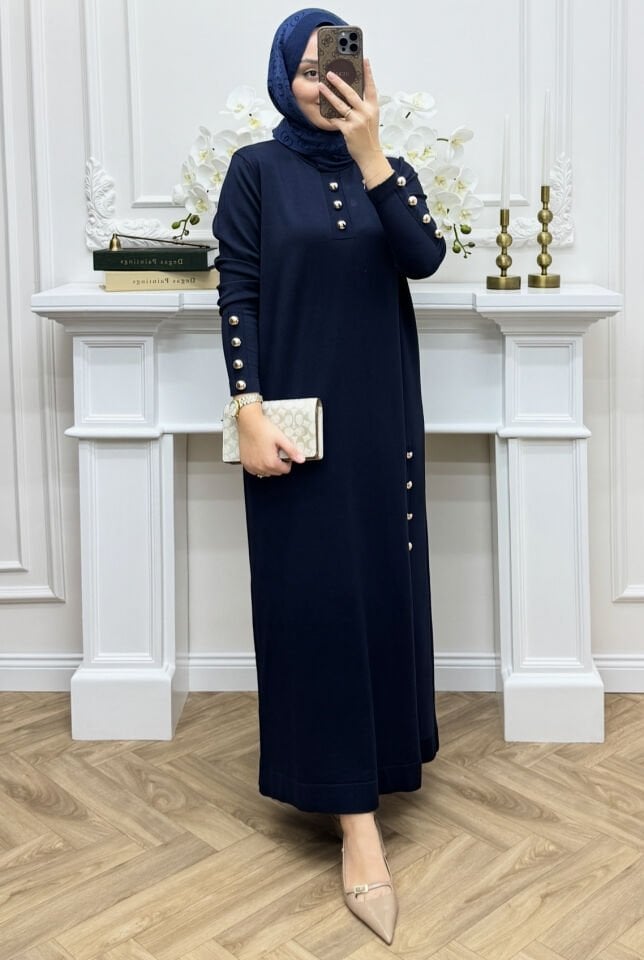 Leila Merserize Elbise Lacivert