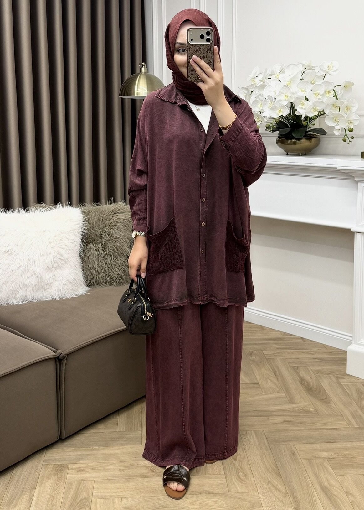 Dora Pamuk Tensel Takım Bordo