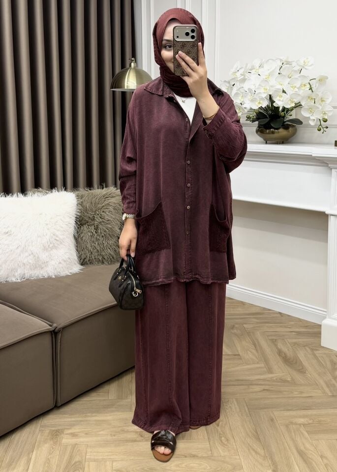Dora Pamuk Tensel Takım Bordo