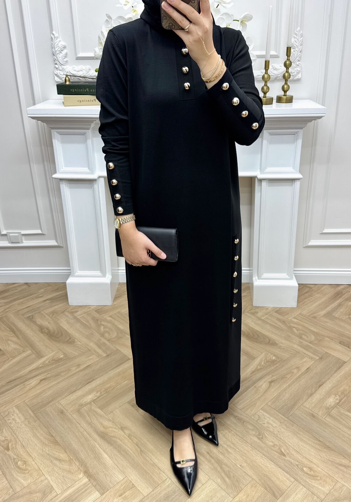 Leila Merserize Elbise Siyah