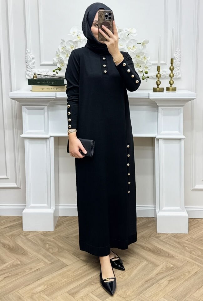 Leila Merserize Elbise Siyah