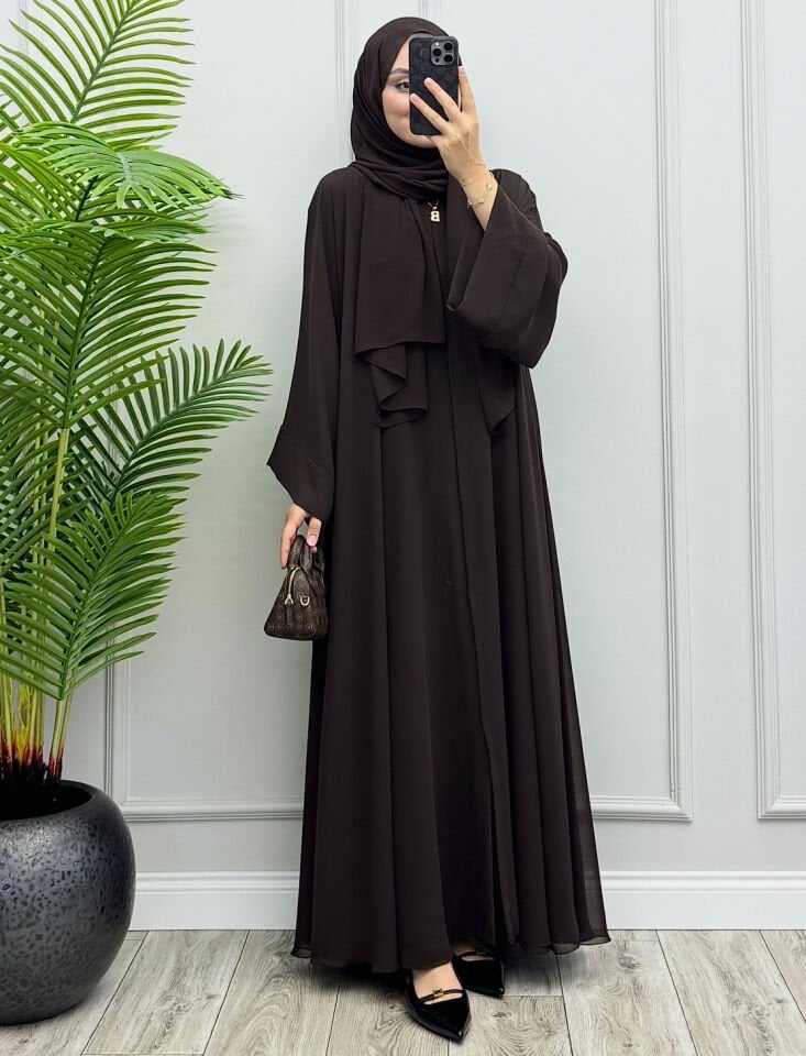 Almila Abaya Kahverengi