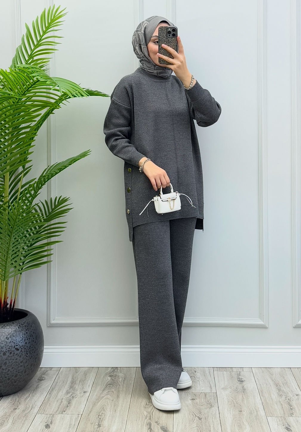 Pery Simli Triko Takım Antrasit