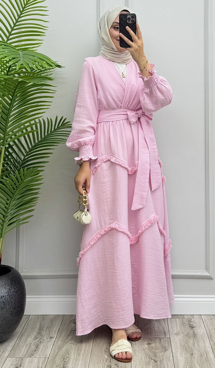 Melo Müslin Elbise Pembe