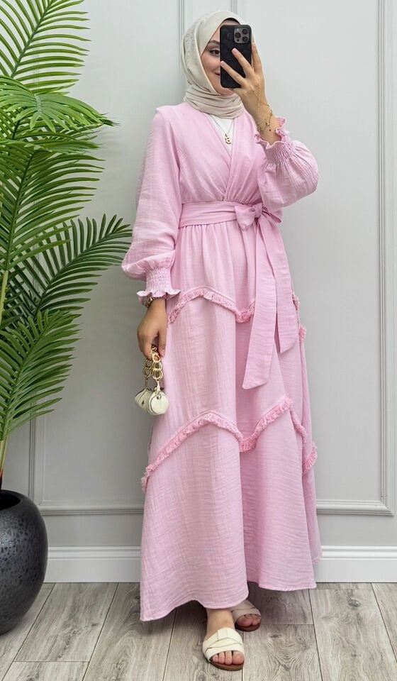 Melo Müslin Elbise Pembe
