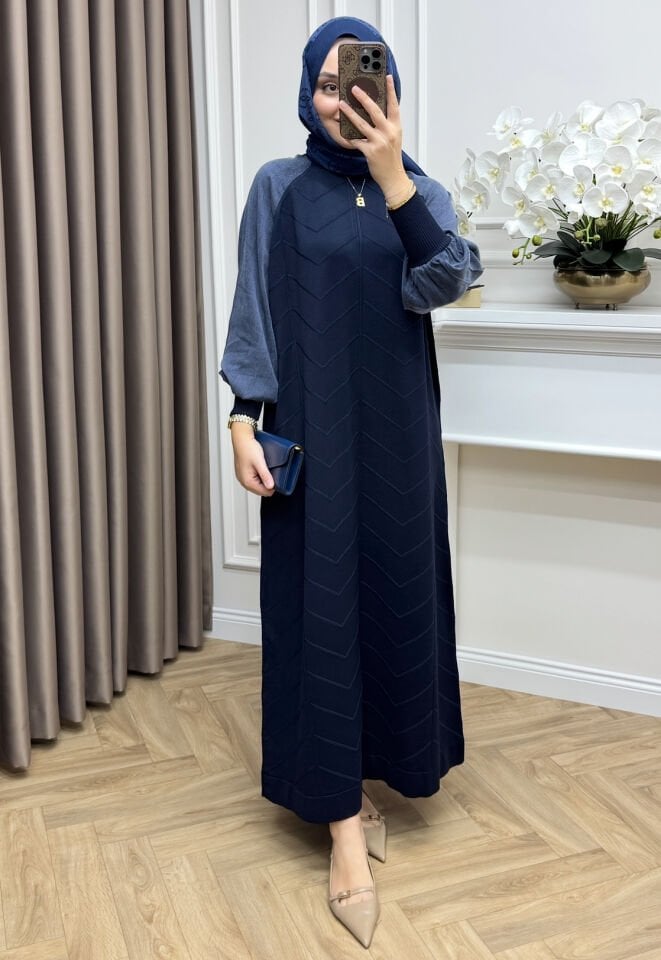 Vesta Merserize Elbise Lacivert