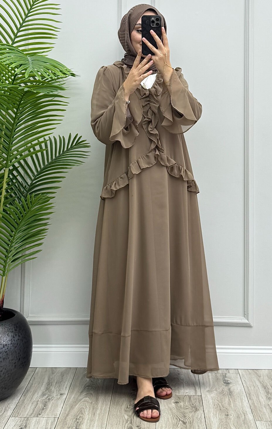 Hesa Şifon Elbise Vizon