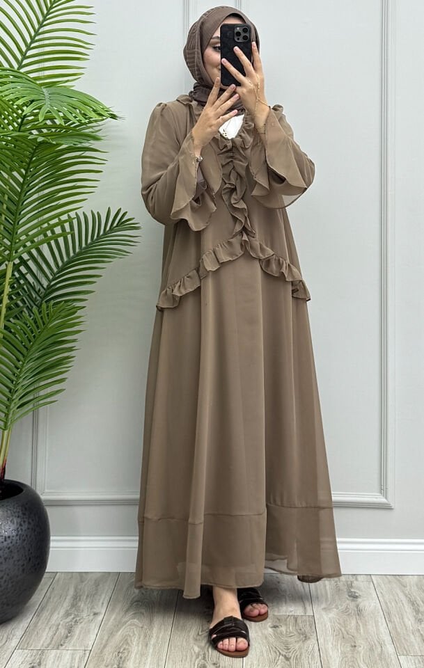 Hesa Şifon Elbise Vizon