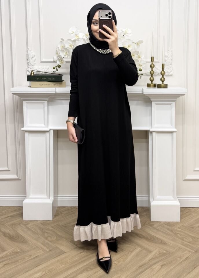 Alâ İncili Merserize Elbise Siyah