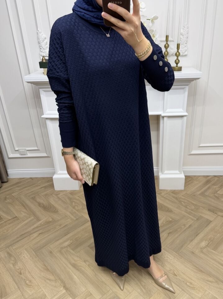 Rana Merserize Elbise Lacivert