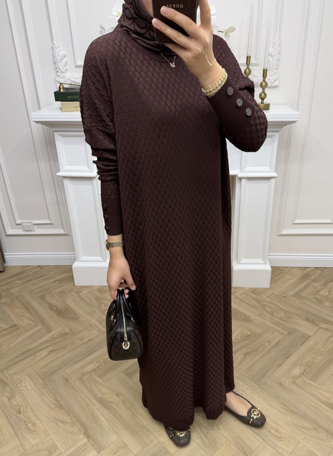 Rana Merserize Elbise Kahve