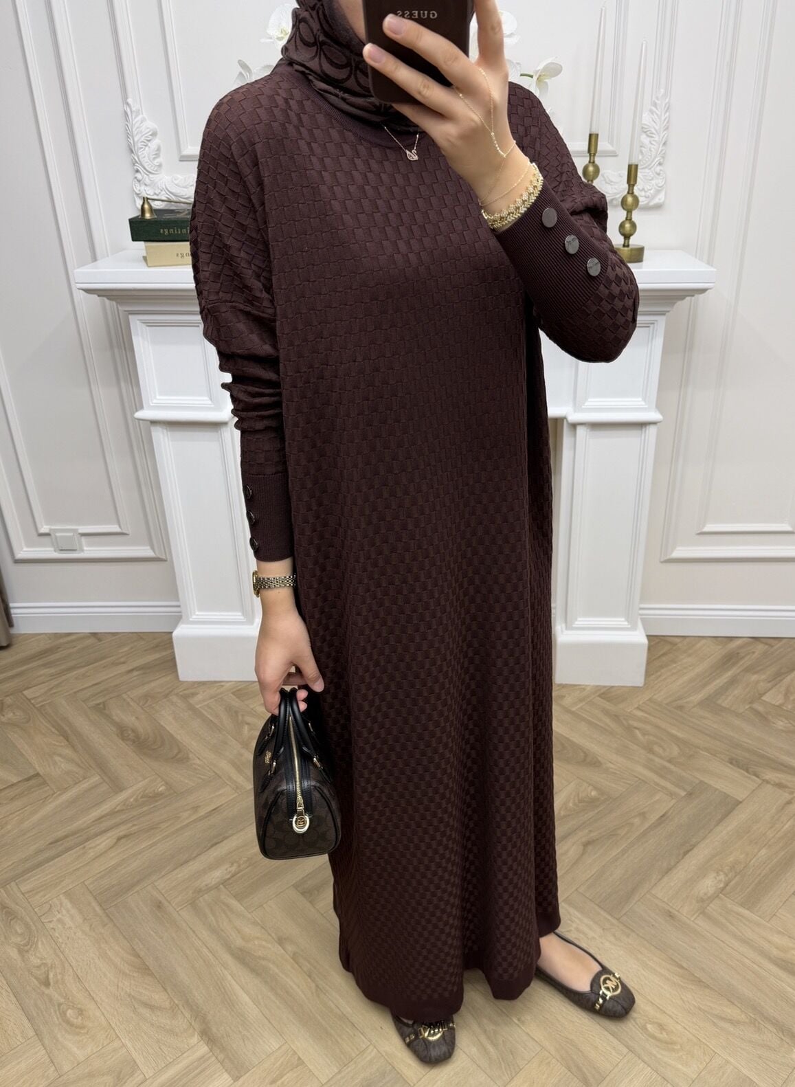 Rana Merserize Elbise Kahve