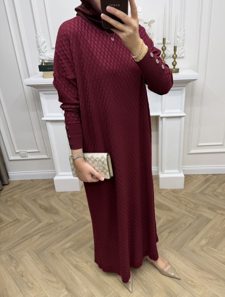 Rana Merserize Elbise Bordo