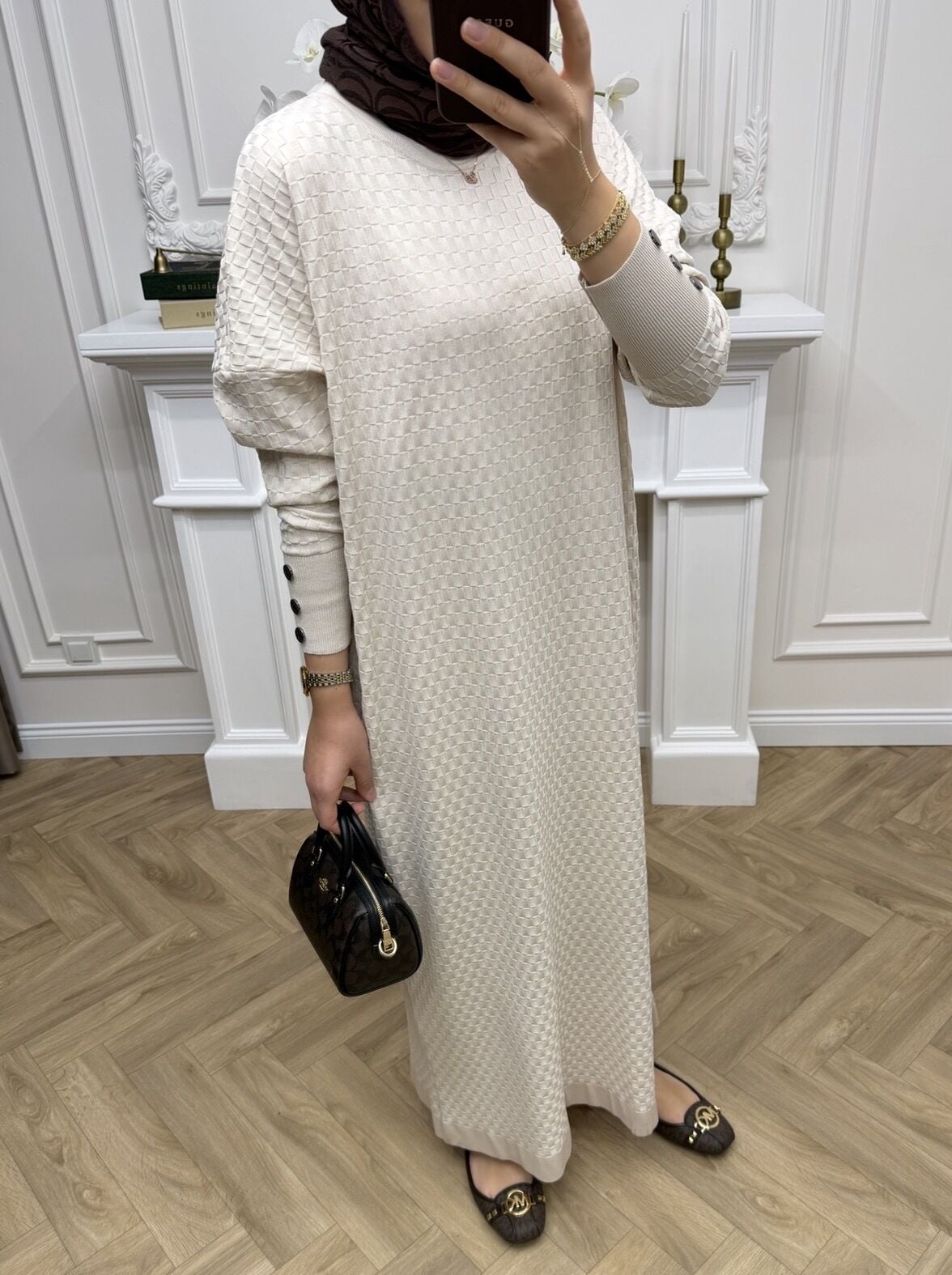 Rana Merserize Elbise Ekru