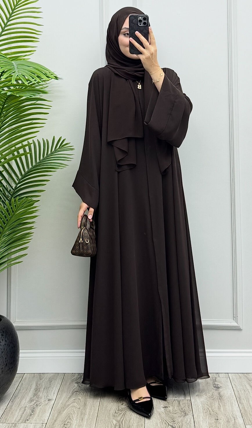 Almila Abaya Kahverengi