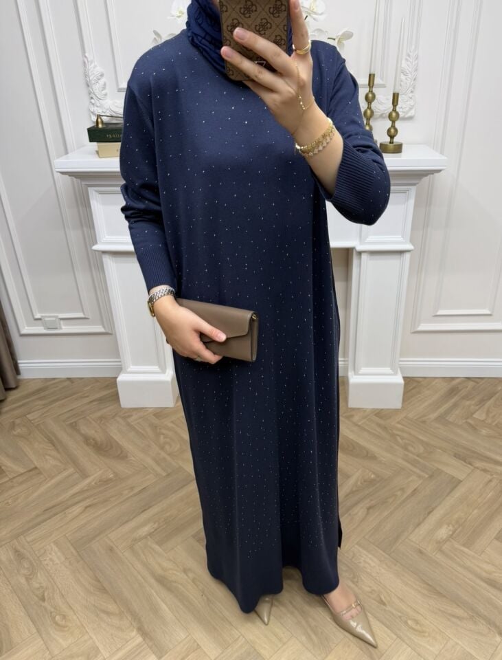 Valenti Taşlı Merserize Elbise Lacivert