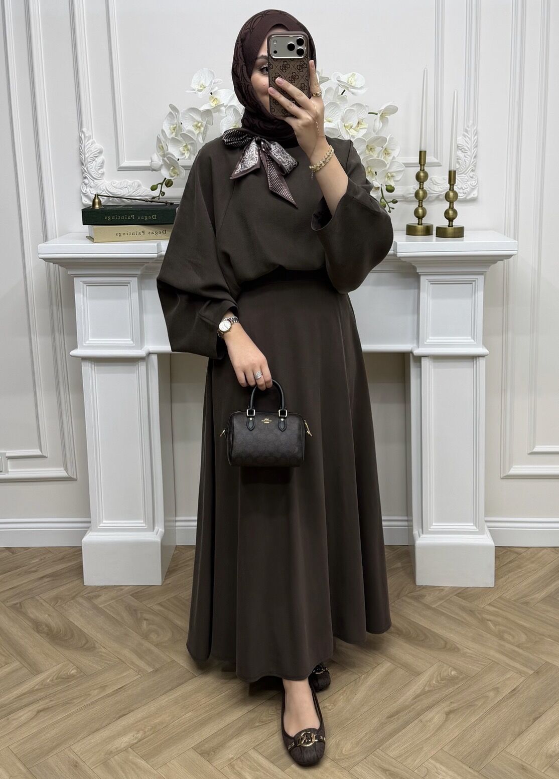 Alina Fularlı Qupra Takım Kahve (Ön Sipariş)